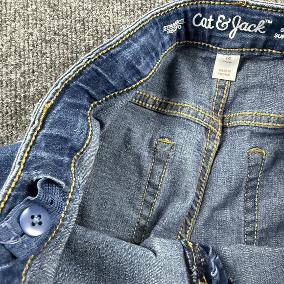 Cat & Jack Jeans Youth 14 Blue Straight Super Stretch Denim Adjustable Waist - Picture 15 of 16